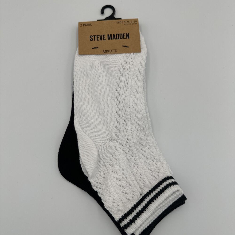 Steve Madden Ankle Socks Anklets Womens Size 9-11 Fit Shoe Sizes 5-10 - 2 PAIR